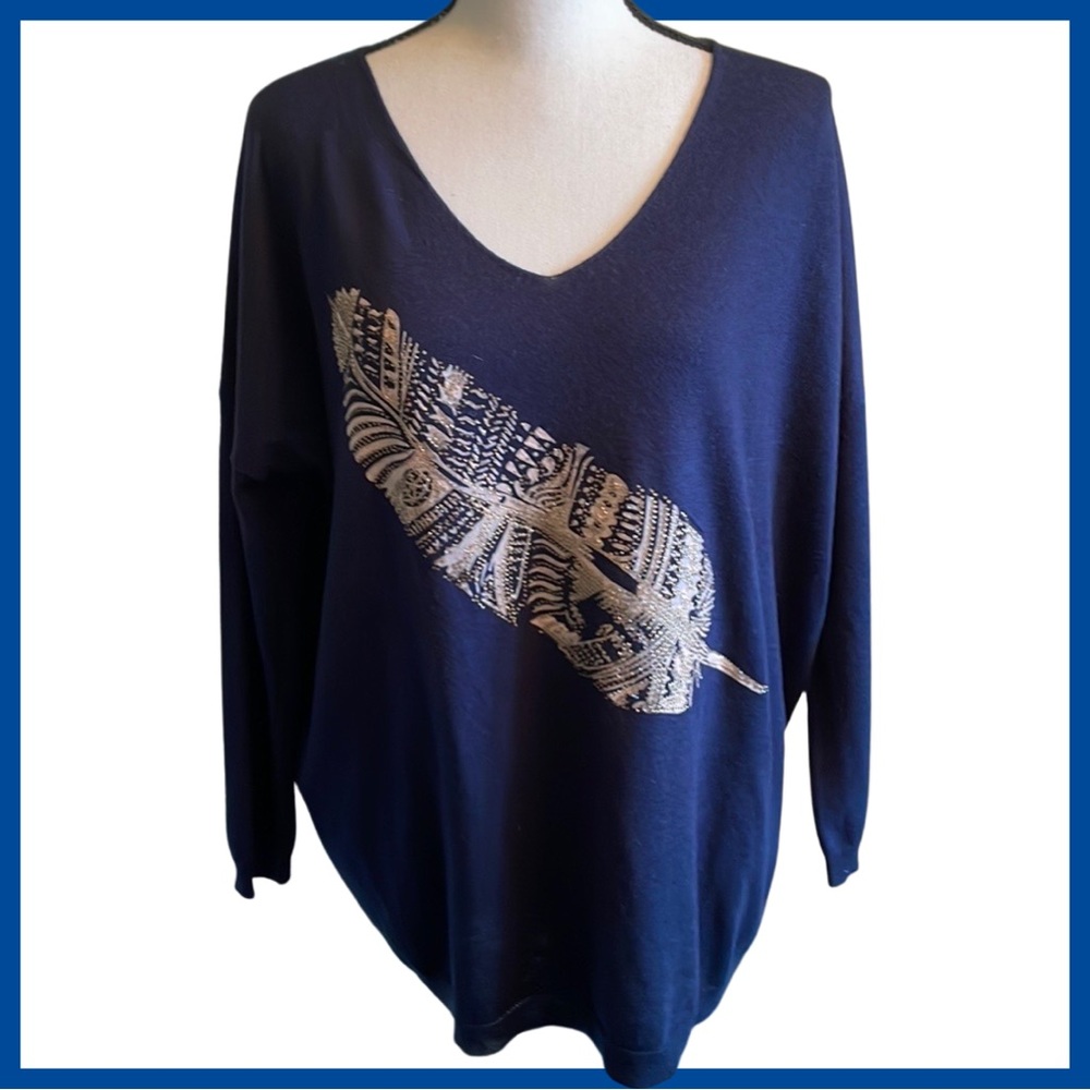 Why Not V Neck Navy Sweater Size XL
